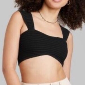 WILD FABLE Black Rib Crop Top